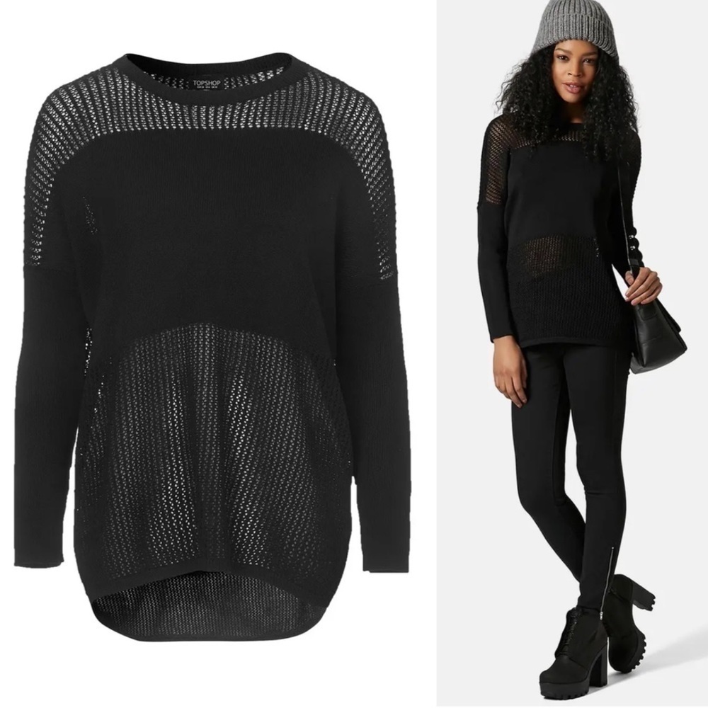 Topshop Paneled Pointelle Sweater - Picture 1 of 6